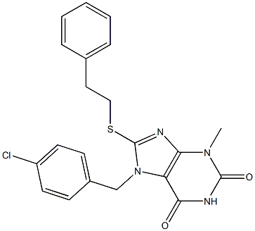 7-[(4-chlorophenyl)methyl]-3-methyl-8-[(2-phenylethyl)sulfanyl]-3,7-dihydro-1H-purine-2,6-dione Structure