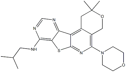 N-isobutyl-2,2-dimethyl-5-(4-morpholinyl)-1,4-dihydro-2H-pyrano[4'',3'':4',5']pyrido[3',2':4,5]thieno[3,2-d]pyrimidin-8-amine Structure