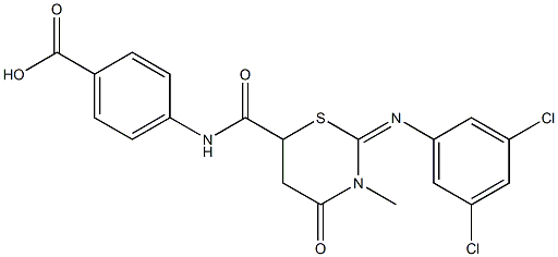 4-[({2-[(3,5-dichlorophenyl)imino]-3-methyl-4-oxo-1,3-thiazinan-6-yl}carbonyl)amino]benzoic acid 구조식 이미지