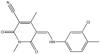 5-[(3-chloro-4-methylanilino)methylene]-1,4-dimethyl-2,6-dioxo-1,2,5,6-tetrahydro-3-pyridinecarbonitrile Structure