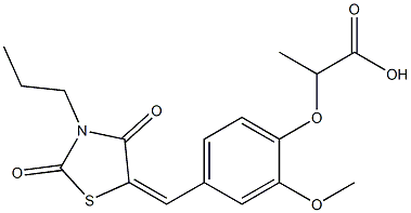 2-{4-[(2,4-dioxo-3-propyl-1,3-thiazolidin-5-ylidene)methyl]-2-methoxyphenoxy}propanoic acid 구조식 이미지