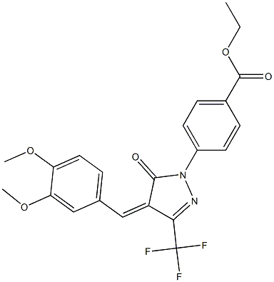 ethyl 4-[4-(3,4-dimethoxybenzylidene)-5-oxo-3-(trifluoromethyl)-4,5-dihydro-1H-pyrazol-1-yl]benzoate Structure