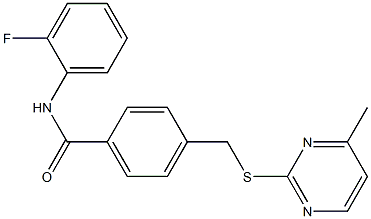 N-(2-fluorophenyl)-4-{[(4-methyl-2-pyrimidinyl)sulfanyl]methyl}benzamide 구조식 이미지