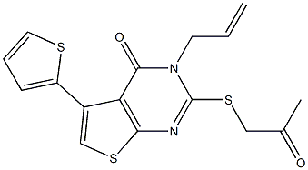 3-allyl-2-[(2-oxopropyl)sulfanyl]-5-(2-thienyl)thieno[2,3-d]pyrimidin-4(3H)-one 구조식 이미지