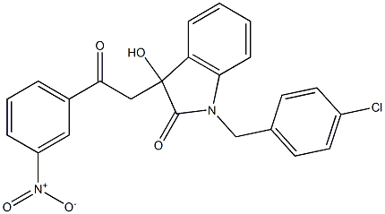 1-(4-chlorobenzyl)-3-hydroxy-3-(2-{3-nitrophenyl}-2-oxoethyl)-1,3-dihydro-2H-indol-2-one Structure