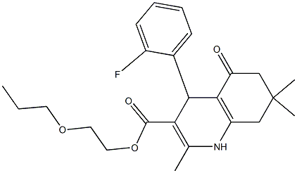 2-propoxyethyl 4-(2-fluorophenyl)-2,7,7-trimethyl-5-oxo-1,4,5,6,7,8-hexahydro-3-quinolinecarboxylate 구조식 이미지