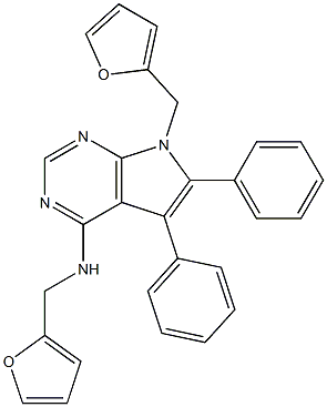 N-(2-furylmethyl)-N-[7-(2-furylmethyl)-5,6-diphenyl-7H-pyrrolo[2,3-d]pyrimidin-4-yl]amine 구조식 이미지