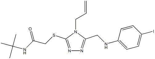 2-({4-allyl-5-[(4-iodoanilino)methyl]-4H-1,2,4-triazol-3-yl}sulfanyl)-N-(tert-butyl)acetamide 구조식 이미지