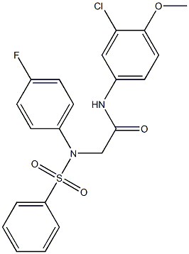 N-(3-chloro-4-methoxyphenyl)-2-[4-fluoro(phenylsulfonyl)anilino]acetamide 구조식 이미지