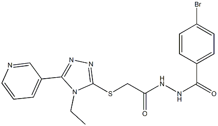 N'-[(4-bromophenyl)carbonyl]-2-[(4-ethyl-5-pyridin-3-yl-4H-1,2,4-triazol-3-yl)sulfanyl]acetohydrazide 구조식 이미지