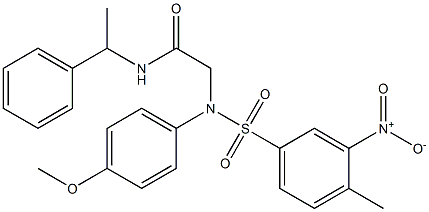 2-[({3-nitro-4-methylphenyl}sulfonyl)-4-methoxyanilino]-N-(1-phenylethyl)acetamide Structure