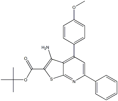 tert-butyl 3-amino-4-(4-methoxyphenyl)-6-phenylthieno[2,3-b]pyridine-2-carboxylate Structure