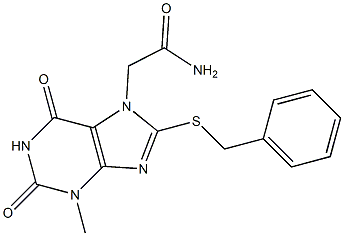 2-[8-(benzylsulfanyl)-3-methyl-2,6-dioxo-1,2,3,6-tetrahydro-7H-purin-7-yl]acetamide Structure