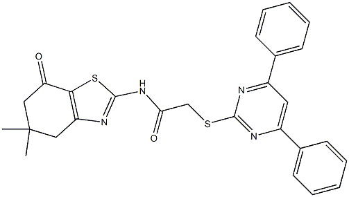 N-(5,5-dimethyl-7-oxo-4,5,6,7-tetrahydro-1,3-benzothiazol-2-yl)-2-[(4,6-diphenyl-2-pyrimidinyl)sulfanyl]acetamide Structure