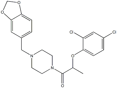 2-[4-(1,3-benzodioxol-5-ylmethyl)-1-piperazinyl]-1-methyl-2-oxoethyl 2,4-dichlorophenyl ether Structure