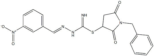 1-benzyl-2,5-dioxo-3-pyrrolidinyl 2-{3-nitrobenzylidene}hydrazinecarbimidothioate 구조식 이미지