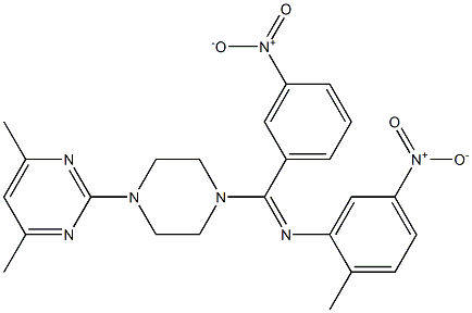 2-[4-(({5-nitro-2-methylphenyl}imino){3-nitrophenyl}methyl)-1-piperazinyl]-4,6-dimethylpyrimidine 구조식 이미지