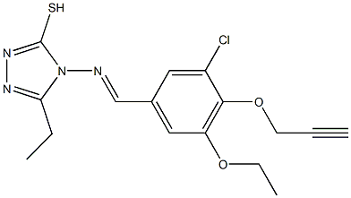 4-{[3-chloro-5-ethoxy-4-(2-propynyloxy)benzylidene]amino}-5-ethyl-4H-1,2,4-triazol-3-yl hydrosulfide Structure