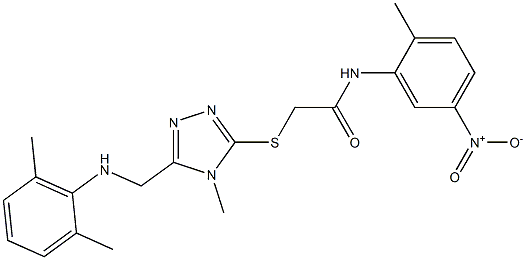 2-[(5-{[(2,6-dimethylphenyl)amino]methyl}-4-methyl-4H-1,2,4-triazol-3-yl)sulfanyl]-N-{5-nitro-2-methylphenyl}acetamide 구조식 이미지