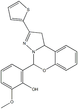 2-methoxy-6-[2-(2-thienyl)-1,10b-dihydropyrazolo[1,5-c][1,3]benzoxazin-5-yl]phenol Structure