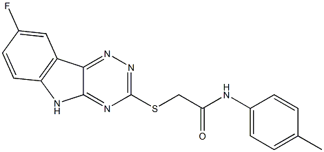 2-[(8-fluoro-5H-[1,2,4]triazino[5,6-b]indol-3-yl)sulfanyl]-N-(4-methylphenyl)acetamide 구조식 이미지
