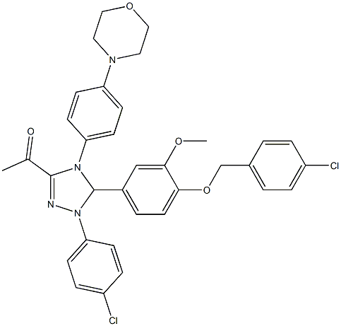 1-{5-{4-[(4-chlorobenzyl)oxy]-3-methoxyphenyl}-1-(4-chlorophenyl)-4-[4-(4-morpholinyl)phenyl]-4,5-dihydro-1H-1,2,4-triazol-3-yl}ethanone Structure