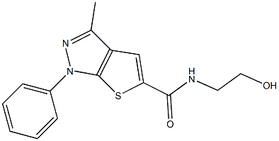 N-(2-hydroxyethyl)-3-methyl-1-phenyl-1H-thieno[2,3-c]pyrazole-5-carboxamide 구조식 이미지