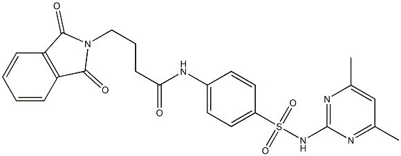 N-(4-{[(4,6-dimethyl-2-pyrimidinyl)amino]sulfonyl}phenyl)-4-(1,3-dioxo-1,3-dihydro-2H-isoindol-2-yl)butanamide 구조식 이미지