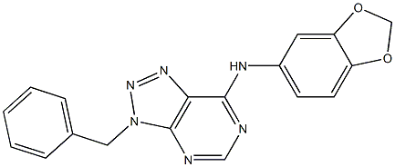 N-(1,3-benzodioxol-5-yl)-N-(3-benzyl-3H-[1,2,3]triazolo[4,5-d]pyrimidin-7-yl)amine 구조식 이미지