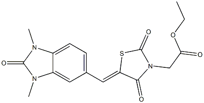 ethyl {5-[(1,3-dimethyl-2-oxo-2,3-dihydro-1H-benzimidazol-5-yl)methylene]-2,4-dioxo-1,3-thiazolidin-3-yl}acetate 구조식 이미지