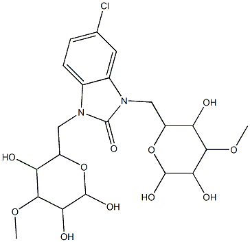 5-chloro-1,3-bis[(3,5,6-trihydroxy-4-methoxytetrahydro-2H-pyran-2-yl)methyl]-1,3-dihydro-2H-benzimidazol-2-one Structure