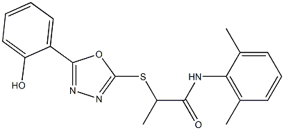 N-(2,6-dimethylphenyl)-2-{[5-(2-hydroxyphenyl)-1,3,4-oxadiazol-2-yl]sulfanyl}propanamide 구조식 이미지