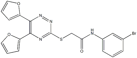 N-(3-bromophenyl)-2-{[5,6-di(2-furyl)-1,2,4-triazin-3-yl]sulfanyl}acetamide 구조식 이미지