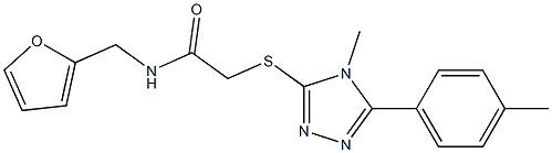 N-(furan-2-ylmethyl)-2-{[4-methyl-5-(4-methylphenyl)-4H-1,2,4-triazol-3-yl]sulfanyl}acetamide 구조식 이미지