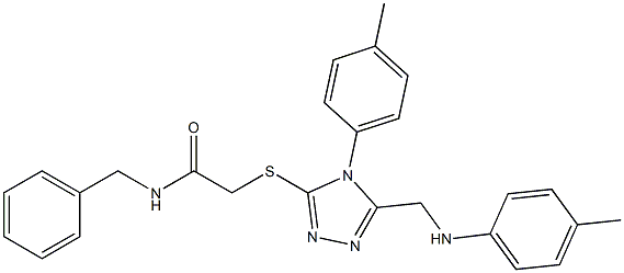 N-benzyl-2-{[4-(4-methylphenyl)-5-(4-toluidinomethyl)-4H-1,2,4-triazol-3-yl]sulfanyl}acetamide 구조식 이미지