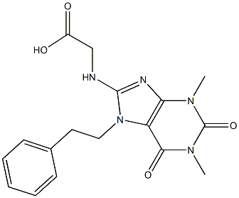 {[1,3-dimethyl-2,6-dioxo-7-(2-phenylethyl)-2,3,6,7-tetrahydro-1H-purin-8-yl]amino}acetic acid 구조식 이미지