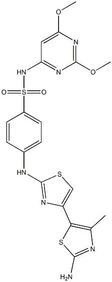 4-{[4-(2-amino-4-methyl-1,3-thiazol-5-yl)-1,3-thiazol-2-yl]amino}-N-(2,6-dimethoxy-4-pyrimidinyl)benzenesulfonamide 구조식 이미지