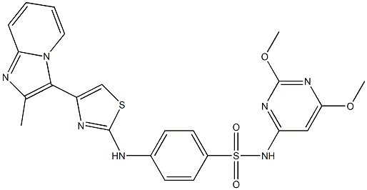 N-(2,6-dimethoxy-4-pyrimidinyl)-4-{[4-(2-methylimidazo[1,2-a]pyridin-3-yl)-1,3-thiazol-2-yl]amino}benzenesulfonamide Structure