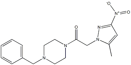 1-benzyl-4-({3-nitro-5-methyl-1H-pyrazol-1-yl}acetyl)piperazine Structure