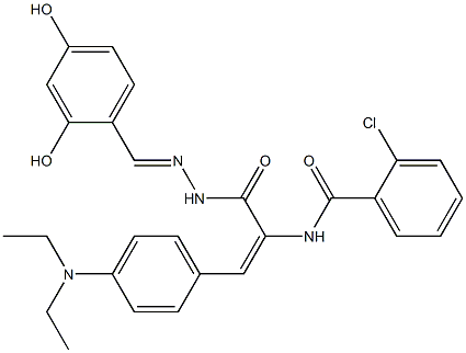 2-chloro-N-(2-[4-(diethylamino)phenyl]-1-{[2-(2,4-dihydroxybenzylidene)hydrazino]carbonyl}vinyl)benzamide Structure