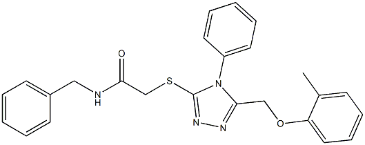 N-benzyl-2-({5-[(2-methylphenoxy)methyl]-4-phenyl-4H-1,2,4-triazol-3-yl}sulfanyl)acetamide 구조식 이미지