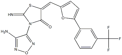 3-(4-amino-1,2,5-oxadiazol-3-yl)-2-imino-5-({5-[3-(trifluoromethyl)phenyl]-2-furyl}methylene)-1,3-thiazolidin-4-one Structure