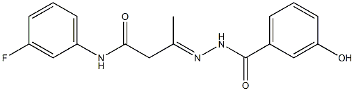 N-(3-fluorophenyl)-3-[(3-hydroxybenzoyl)hydrazono]butanamide Structure