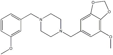 1-[(7-methoxy-1,3-benzodioxol-5-yl)methyl]-4-(3-methoxybenzyl)piperazine Structure