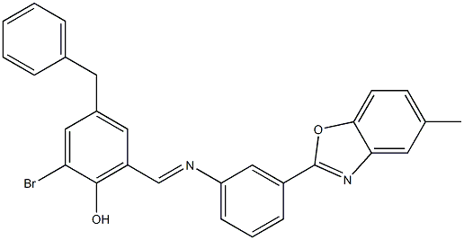 4-benzyl-2-bromo-6-({[3-(5-methyl-1,3-benzoxazol-2-yl)phenyl]imino}methyl)phenol 구조식 이미지