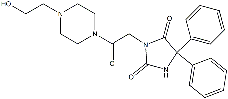 3-{2-[4-(2-hydroxyethyl)-1-piperazinyl]-2-oxoethyl}-5,5-diphenyl-2,4-imidazolidinedione Structure