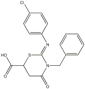 3-benzyl-2-[(4-chlorophenyl)imino]-4-oxo-1,3-thiazinane-6-carboxylic acid Structure