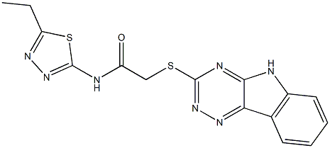 N-(5-ethyl-1,3,4-thiadiazol-2-yl)-2-(5H-[1,2,4]triazino[5,6-b]indol-3-ylsulfanyl)acetamide 구조식 이미지