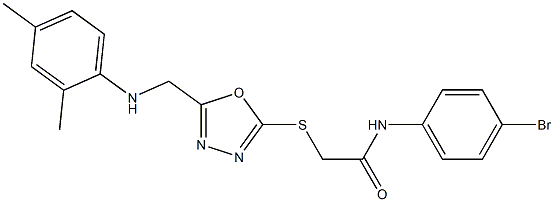 N-(4-bromophenyl)-2-[(5-{[(2,4-dimethylphenyl)amino]methyl}-1,3,4-oxadiazol-2-yl)sulfanyl]acetamide 구조식 이미지