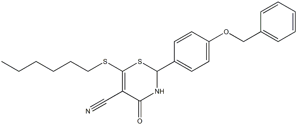 2-[4-(benzyloxy)phenyl]-6-(hexylsulfanyl)-4-oxo-3,4-dihydro-2H-1,3-thiazine-5-carbonitrile Structure